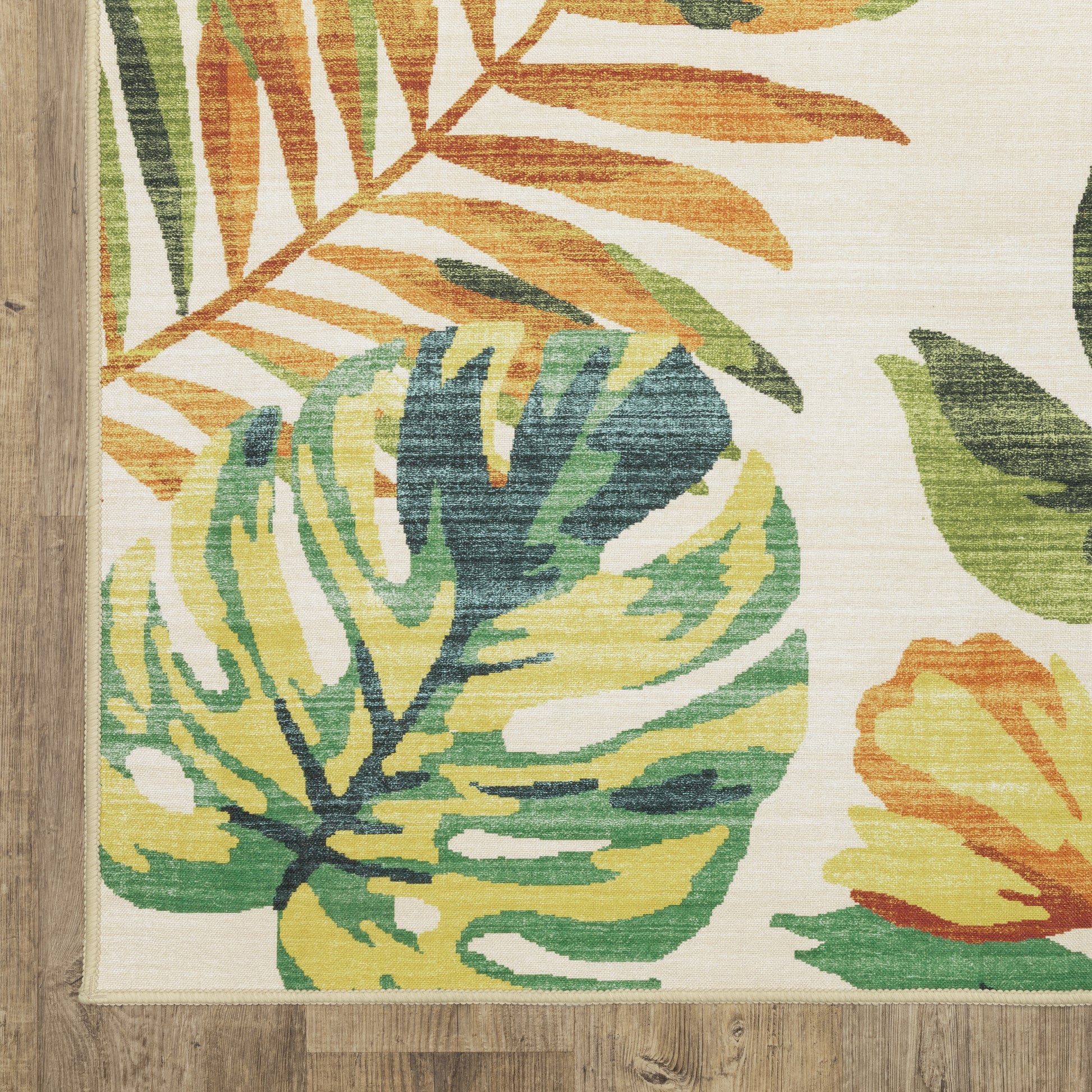 Fiji Botanical Beige/ Multi Tropical Flat Weave Rug