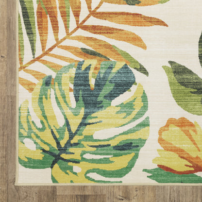 Fiji Botanical Beige/ Multi Tropical Flat Weave Rug