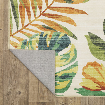 Fiji Botanical Beige/ Multi Tropical Flat Weave Rug