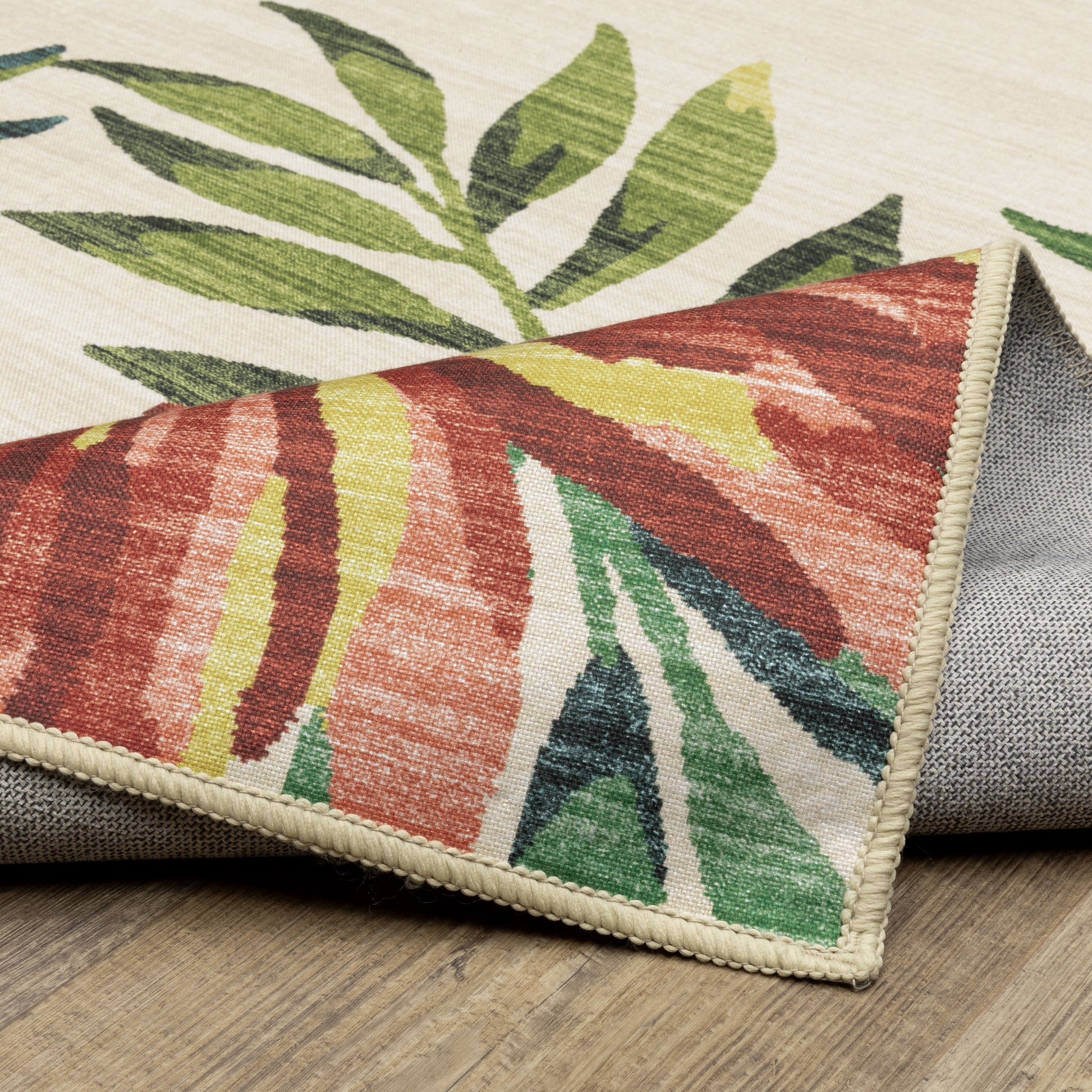 Fiji Botanical Beige/ Multi Tropical Flat Weave Rug
