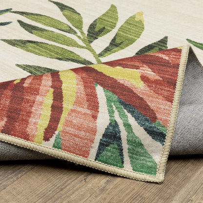 Fiji Botanical Beige/ Multi Tropical Flat Weave Rug