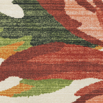 Fiji Botanical Beige/ Multi Tropical Flat Weave Rug