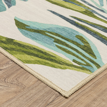 Fiji Botanical Beige/ Multi Tropical Flat Weave Rug