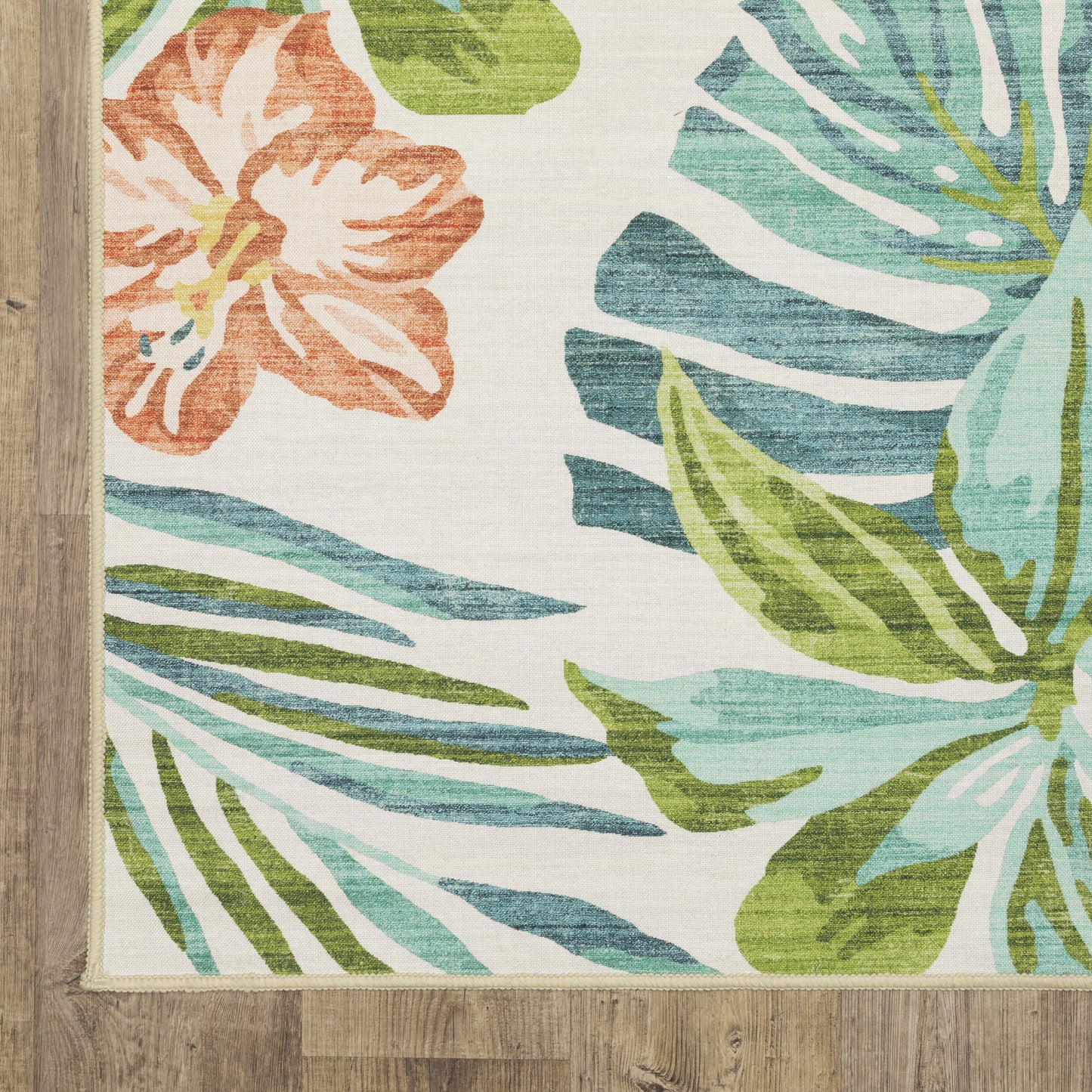 Fiji Botanical Beige/ Multi Tropical Flat Weave Rug