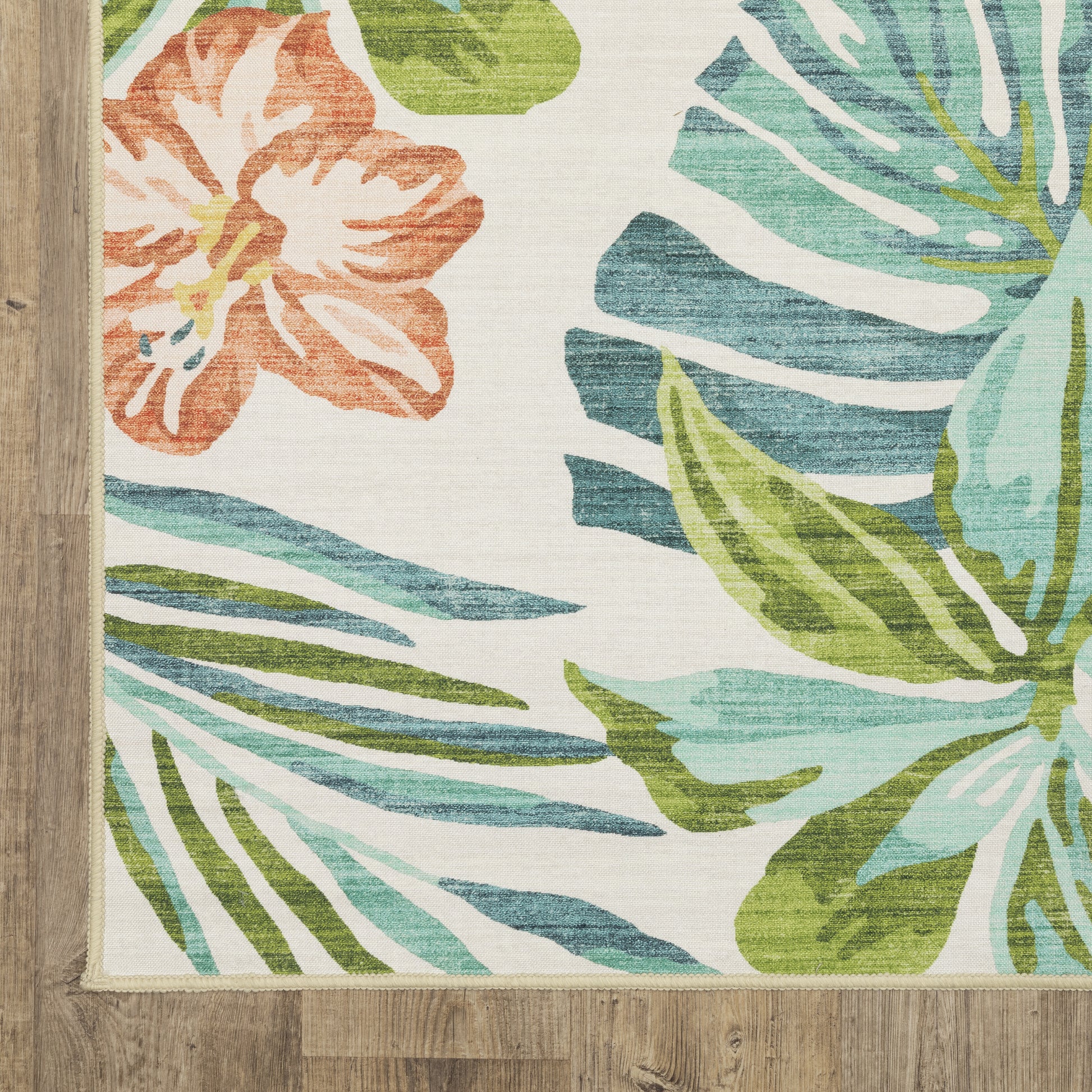 Fiji Botanical Beige/ Multi Tropical Flat Weave Rug