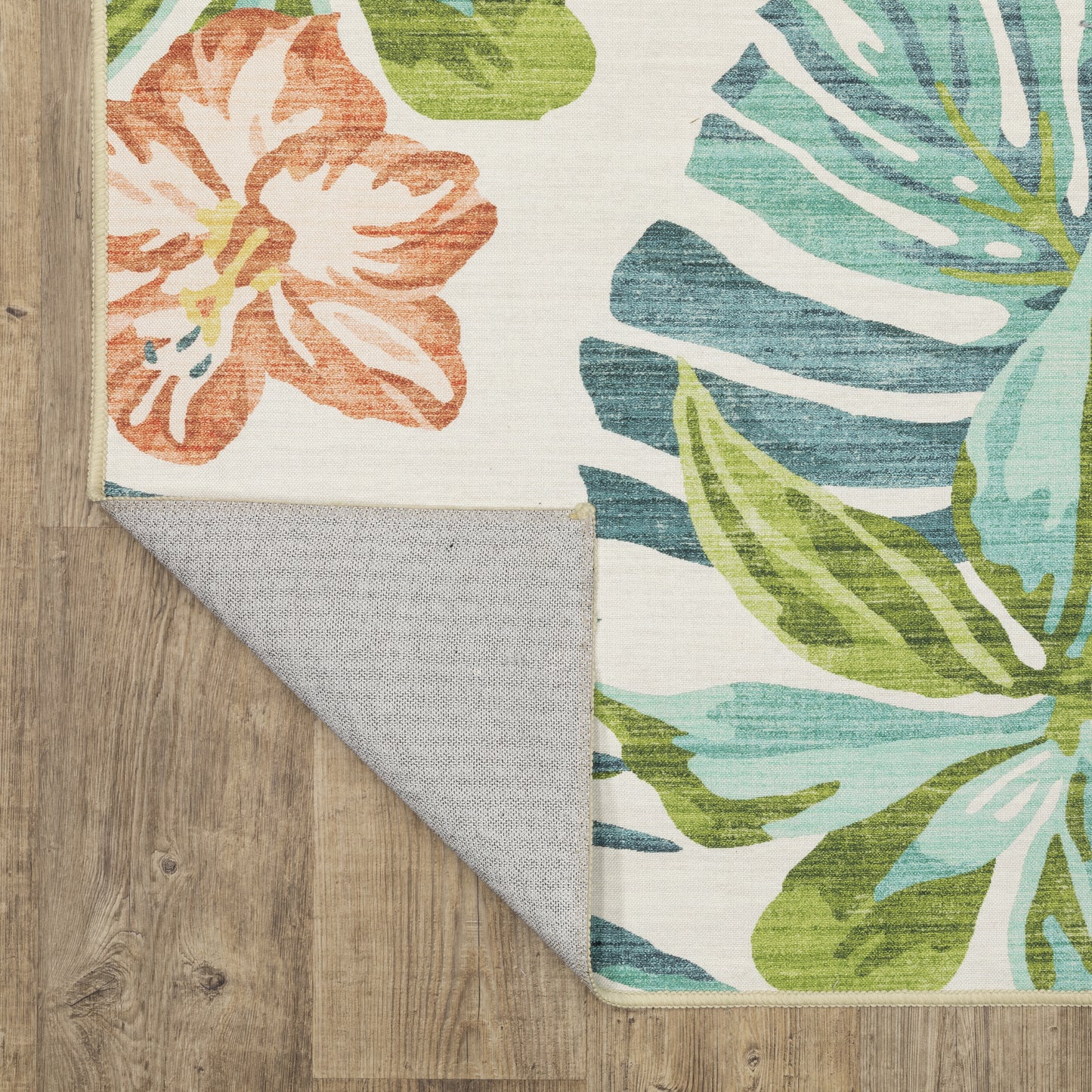 Fiji Botanical Beige/ Multi Tropical Flat Weave Rug
