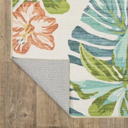 Fiji Botanical Beige/ Multi Tropical Flat Weave Rug