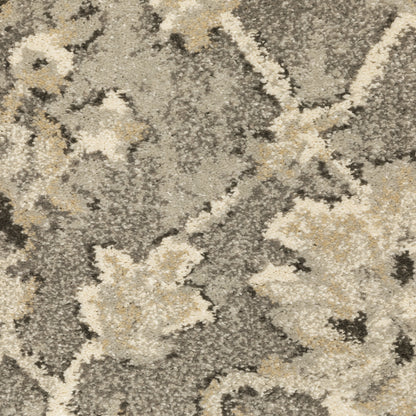 Florence Floral Grey/ Beige Oriental Cut Pile Rug