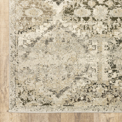 Florence Distressed Ivory/ Grey Cut Pile Rug