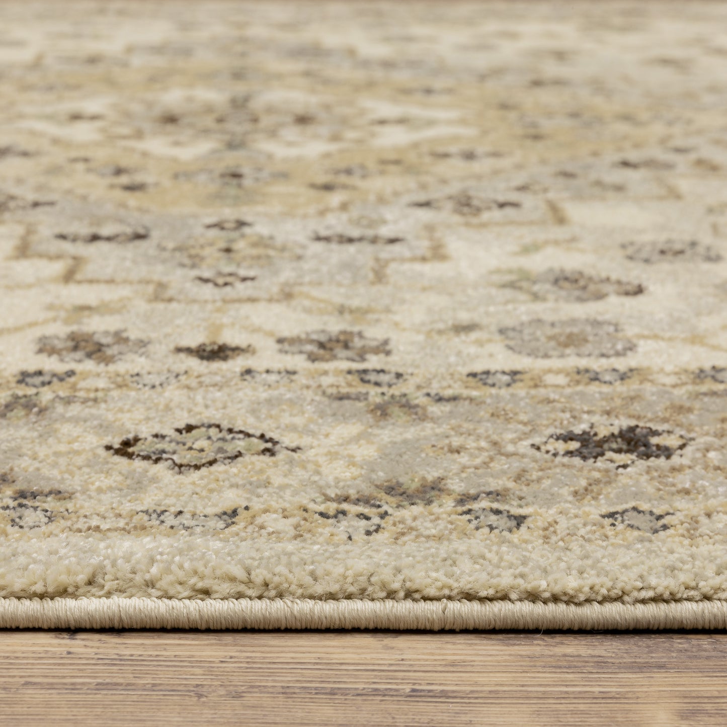 Florence Medallion Beige/ Grey Oriental Cut Pile Rug