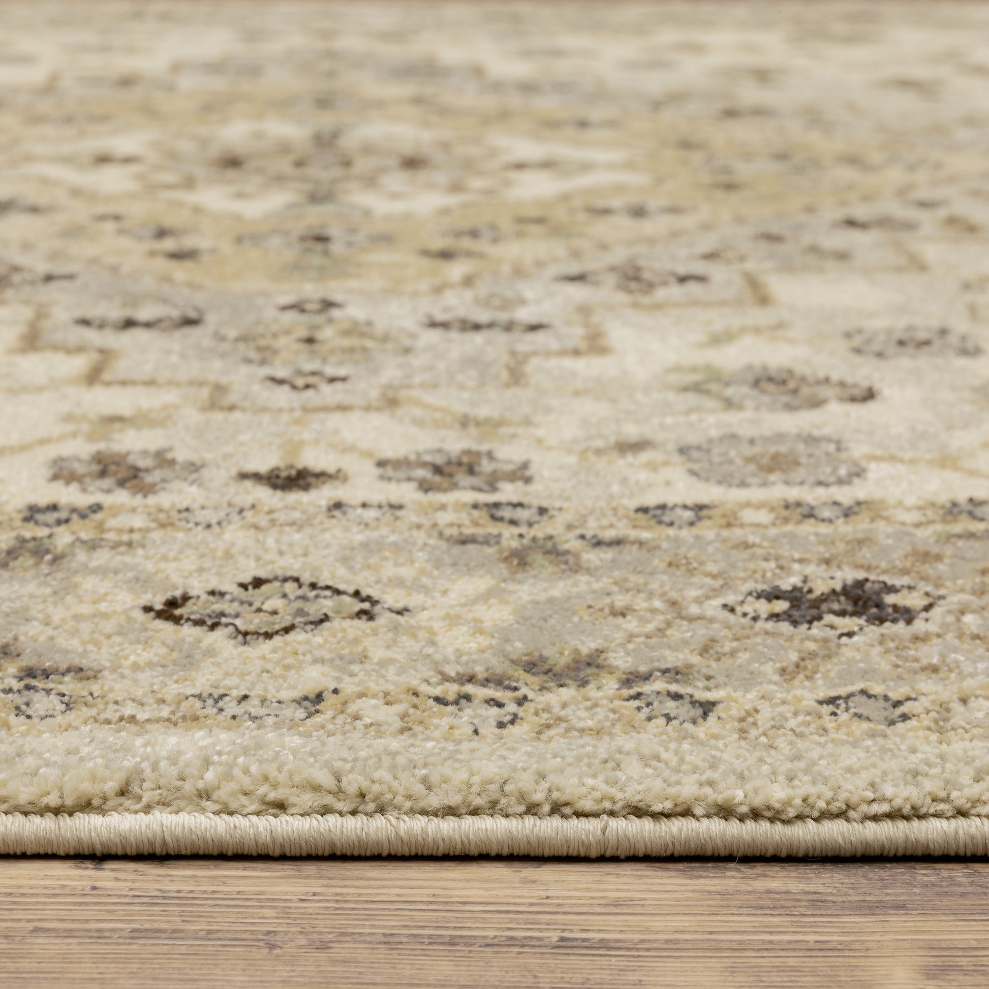 Florence Medallion Beige/ Grey Oriental Cut Pile Rug