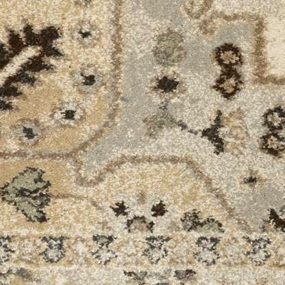 Florence Medallion Beige/ Grey Oriental Cut Pile Rug