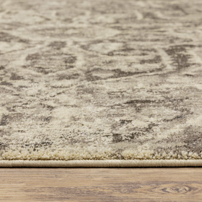 Florence Medallion Charcoal/ Ivory Distressed Cut Pile Rug