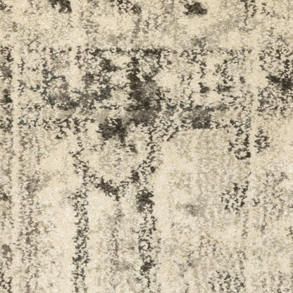 Florence Medallion Charcoal/ Ivory Distressed Cut Pile Rug