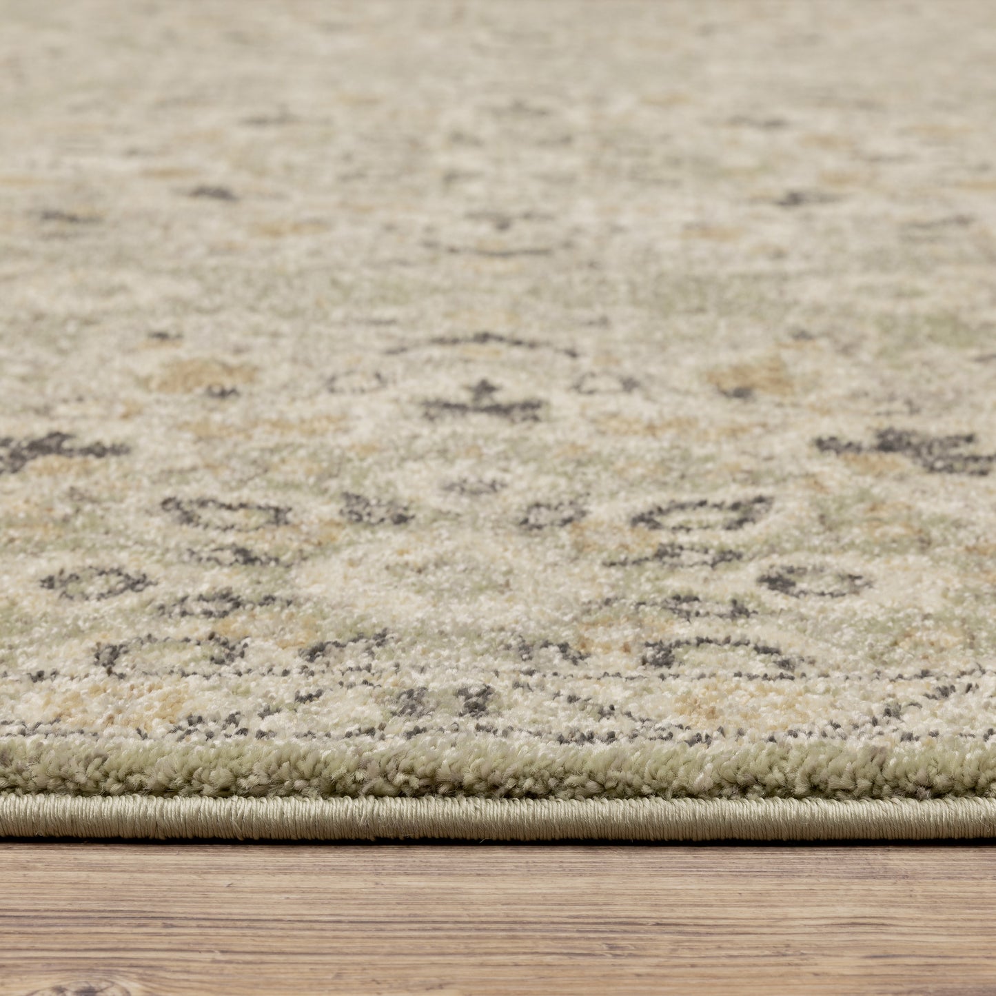 Florence Medallion Green/ Ivory Floral Cut Pile Rug