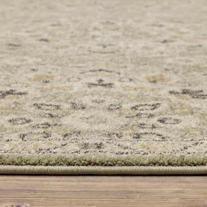 Florence Medallion Green/ Ivory Floral Cut Pile Rug