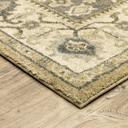 Florence Medallion Beige/ Grey Floral Cut Pile Rug