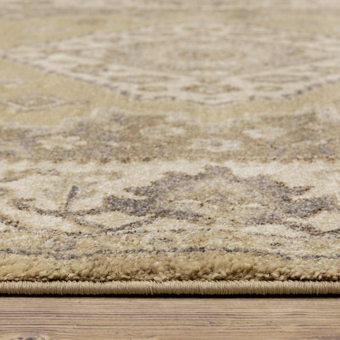Florence Medallion Beige/ Grey Floral Cut Pile Rug