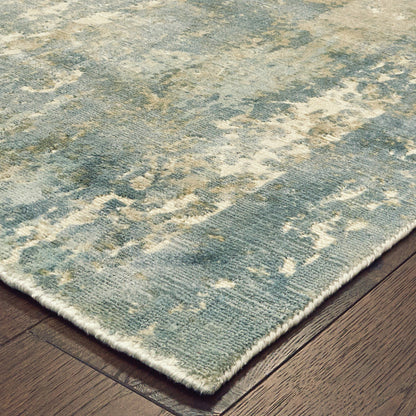 Formations Distressed Blue/ Grey Abstract Cut Pile Rug
