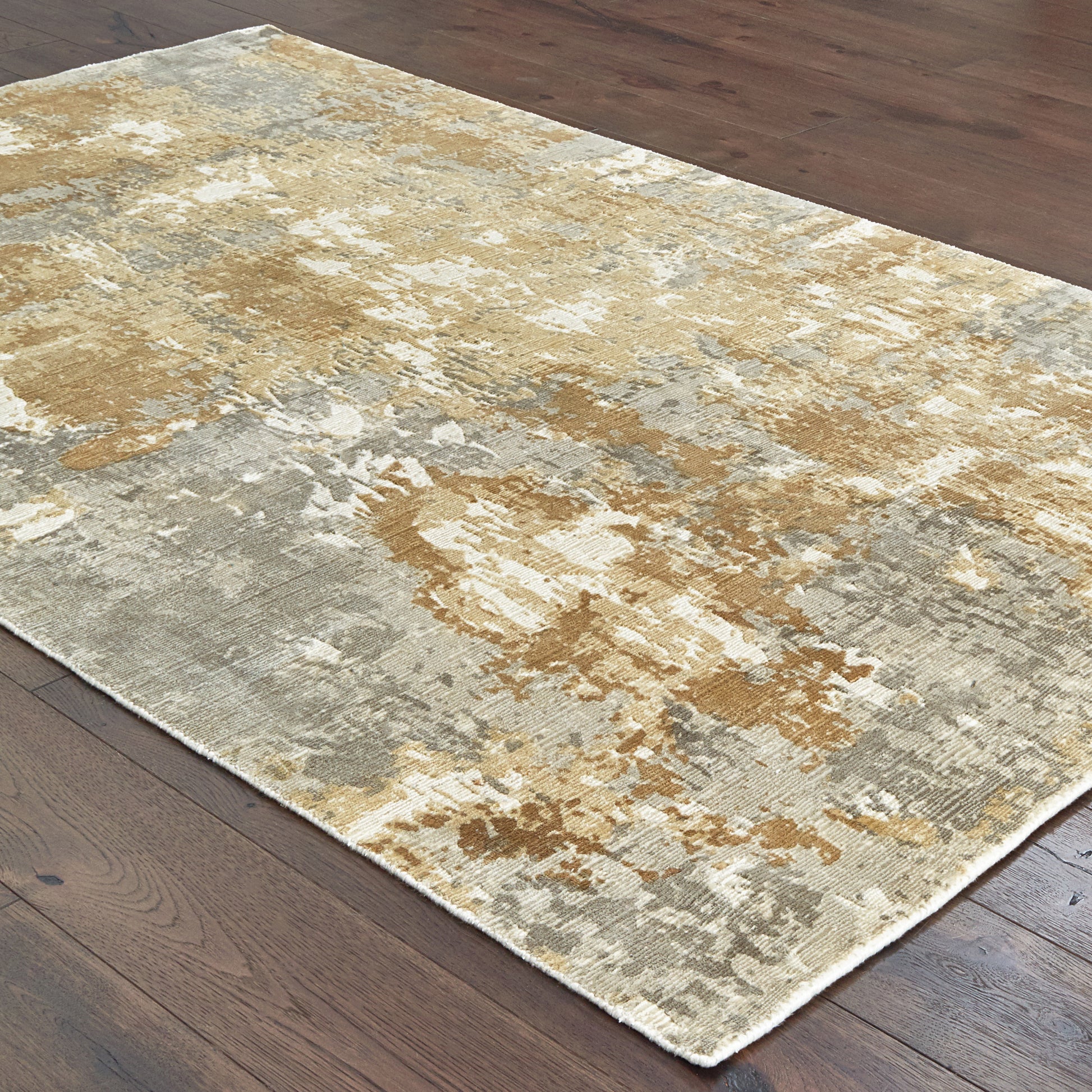 Formations Distressed Grey/ Brown Abstract Cut Pile Rug