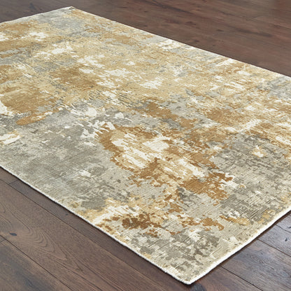 Formations Distressed Grey/ Brown Abstract Cut Pile Rug