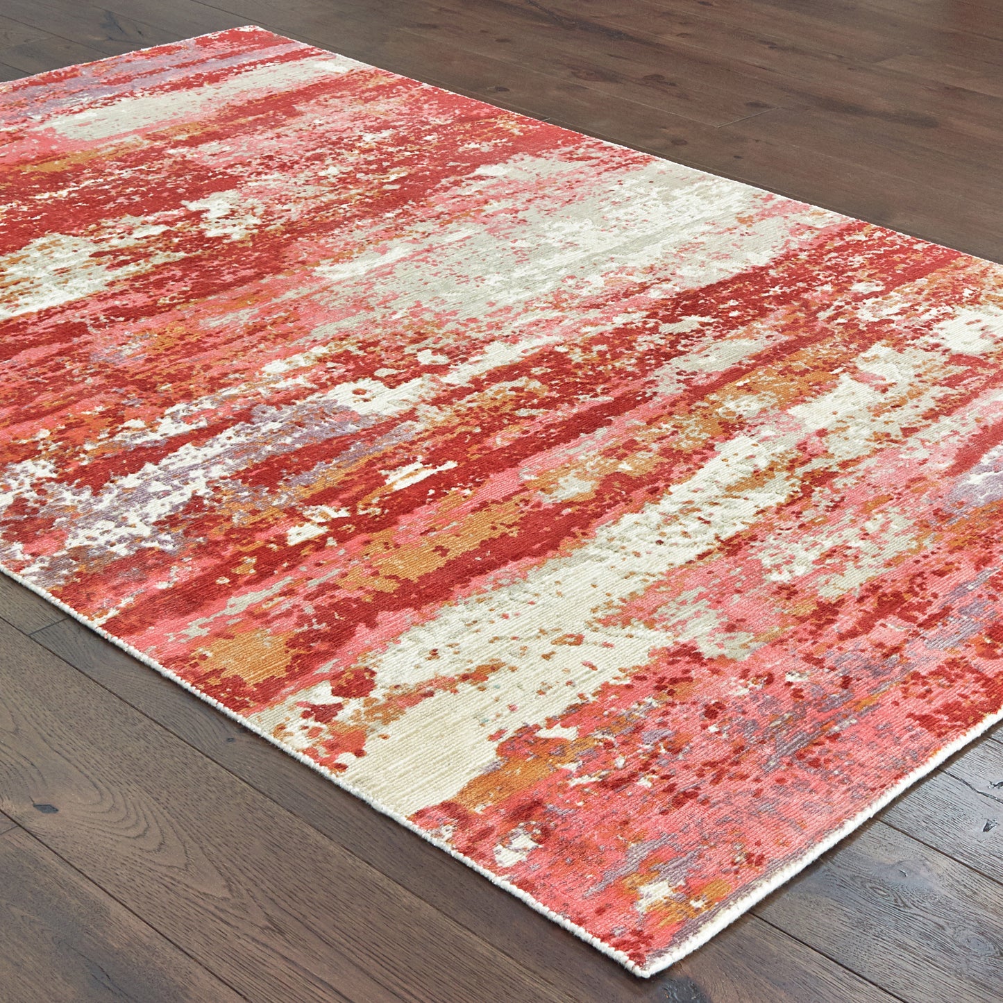 Formations Distressed Pink/ Red Abstract Cut Pile Rug