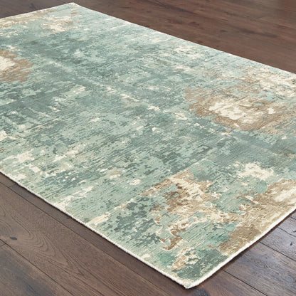 Formations Distressed Blue/ Grey Abstract Cut Pile Rug