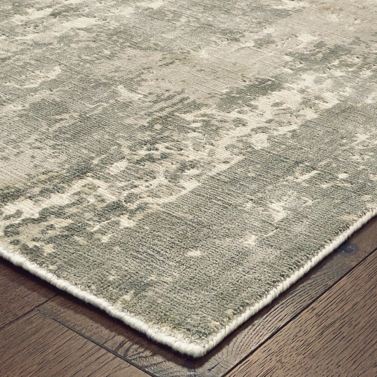 Formations Distressed Grey/ Ivory Abstract Cut Pile Rug