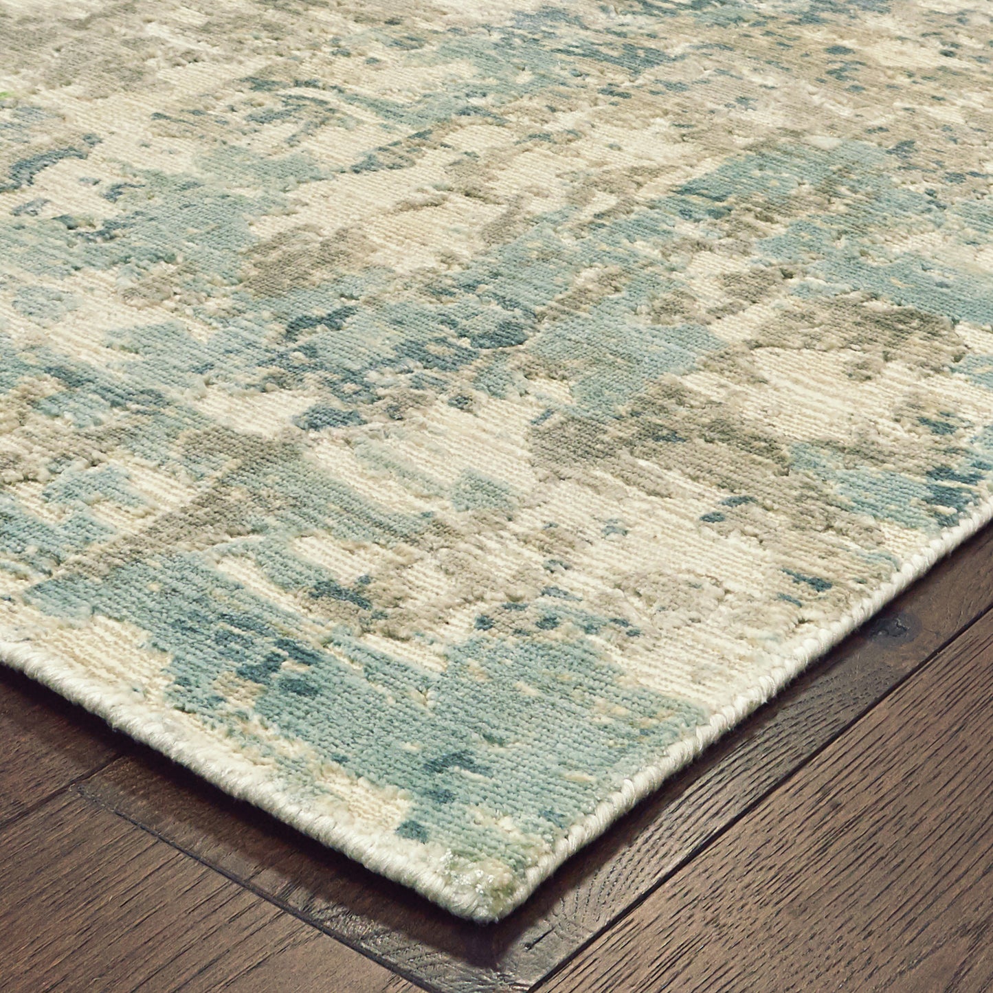 Formations Distressed Blue/ Green Abstract Cut Pile Rug