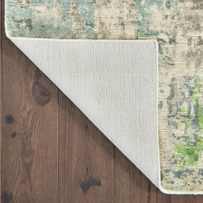Formations Distressed Blue/ Green Abstract Cut Pile Rug
