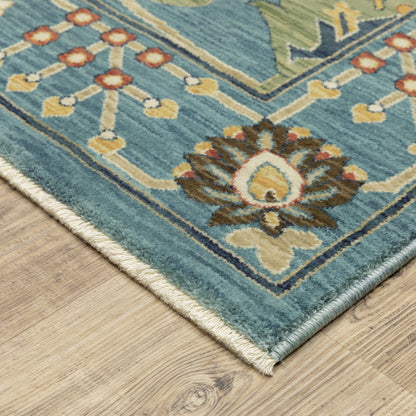 Francesca Floral Blue/ Multi Oriental Cut Pile Rug