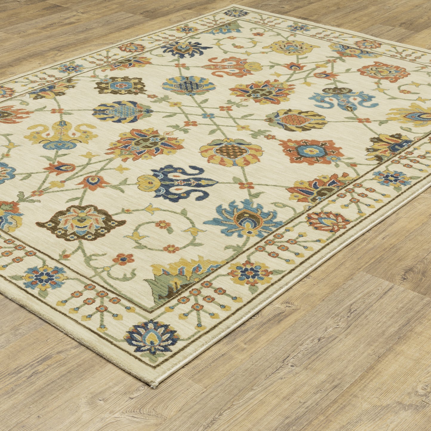 Francesca Floral Ivory/ Multi Oriental Cut Pile Rug