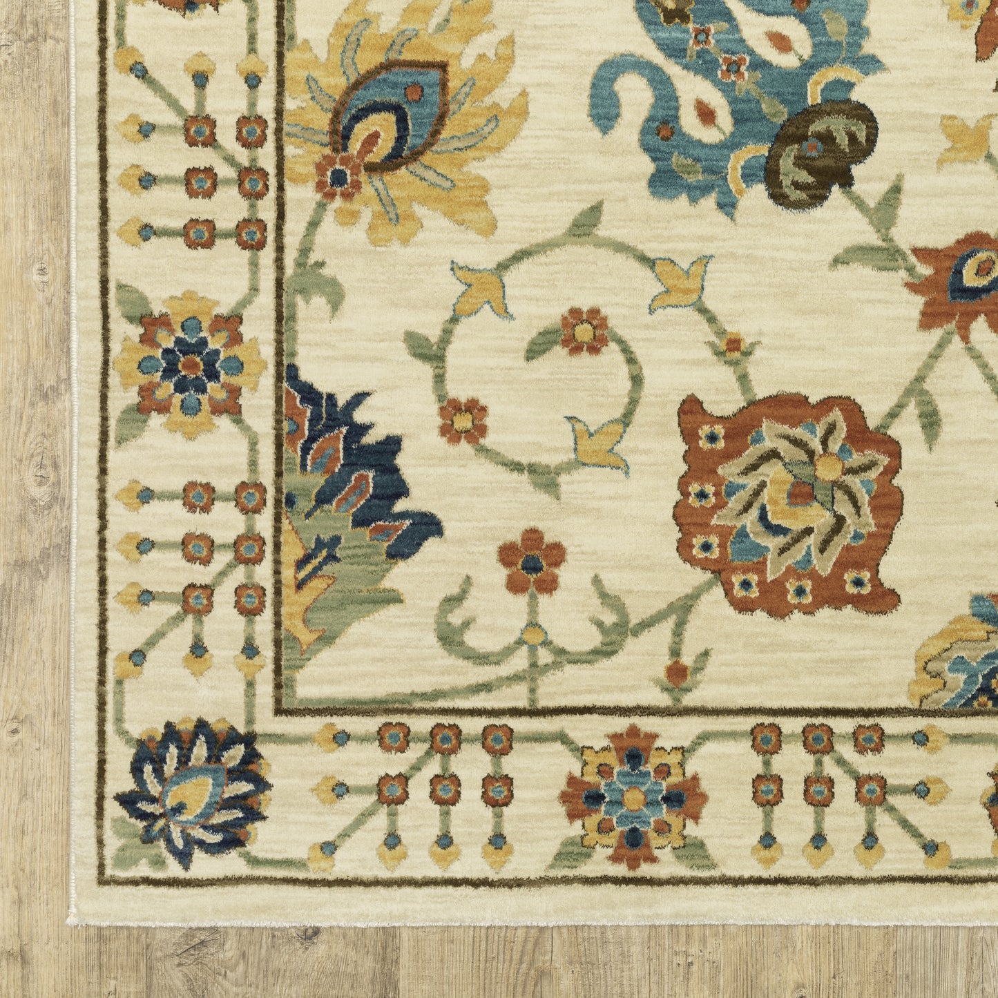 Francesca Floral Ivory/ Multi Oriental Cut Pile Rug
