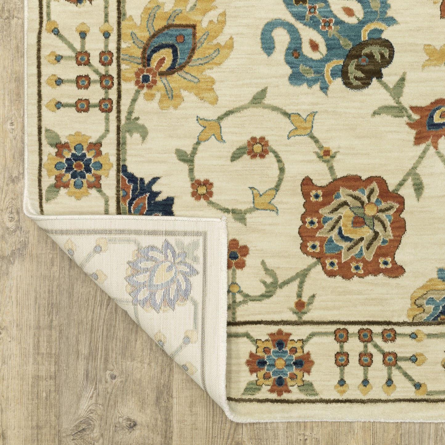 Francesca Floral Ivory/ Multi Oriental Cut Pile Rug