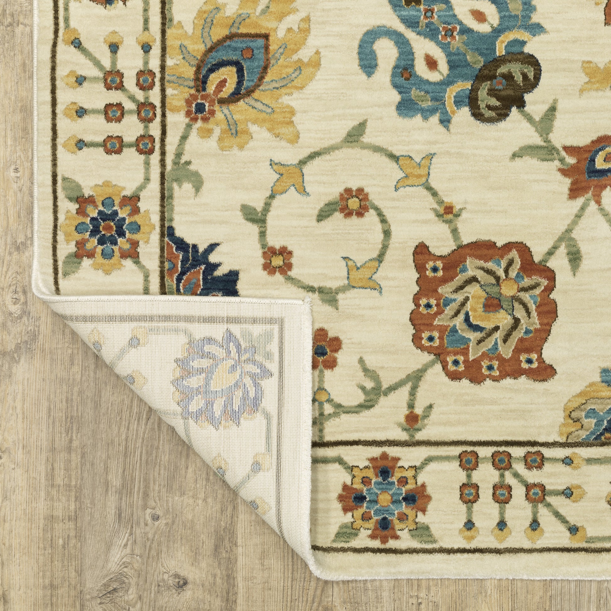 Francesca Floral Ivory/ Multi Oriental Cut Pile Rug