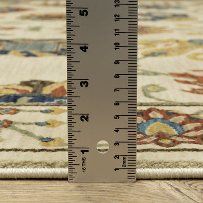Francesca Floral Ivory/ Multi Oriental Cut Pile Rug