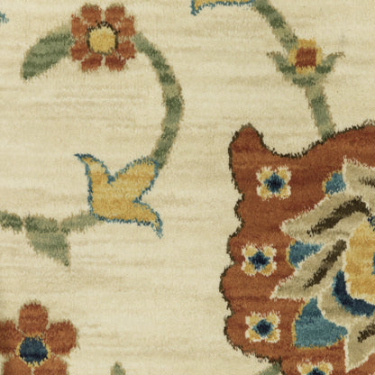 Francesca Floral Ivory/ Multi Oriental Cut Pile Rug