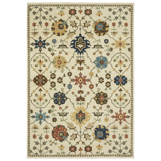 Francesca FR02M Ivory Floral Rug