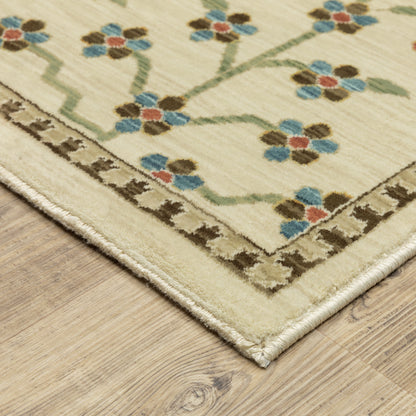 Francesca Floral Ivory/ Multi Oriental Cut Pile Rug