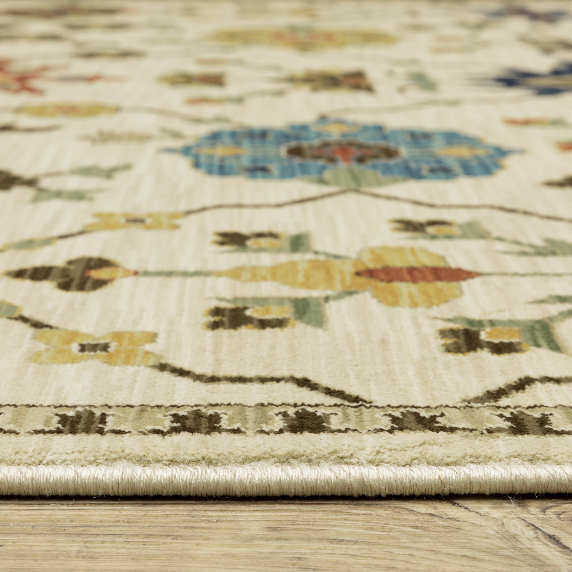 Francesca Floral Ivory/ Multi Oriental Cut Pile Rug