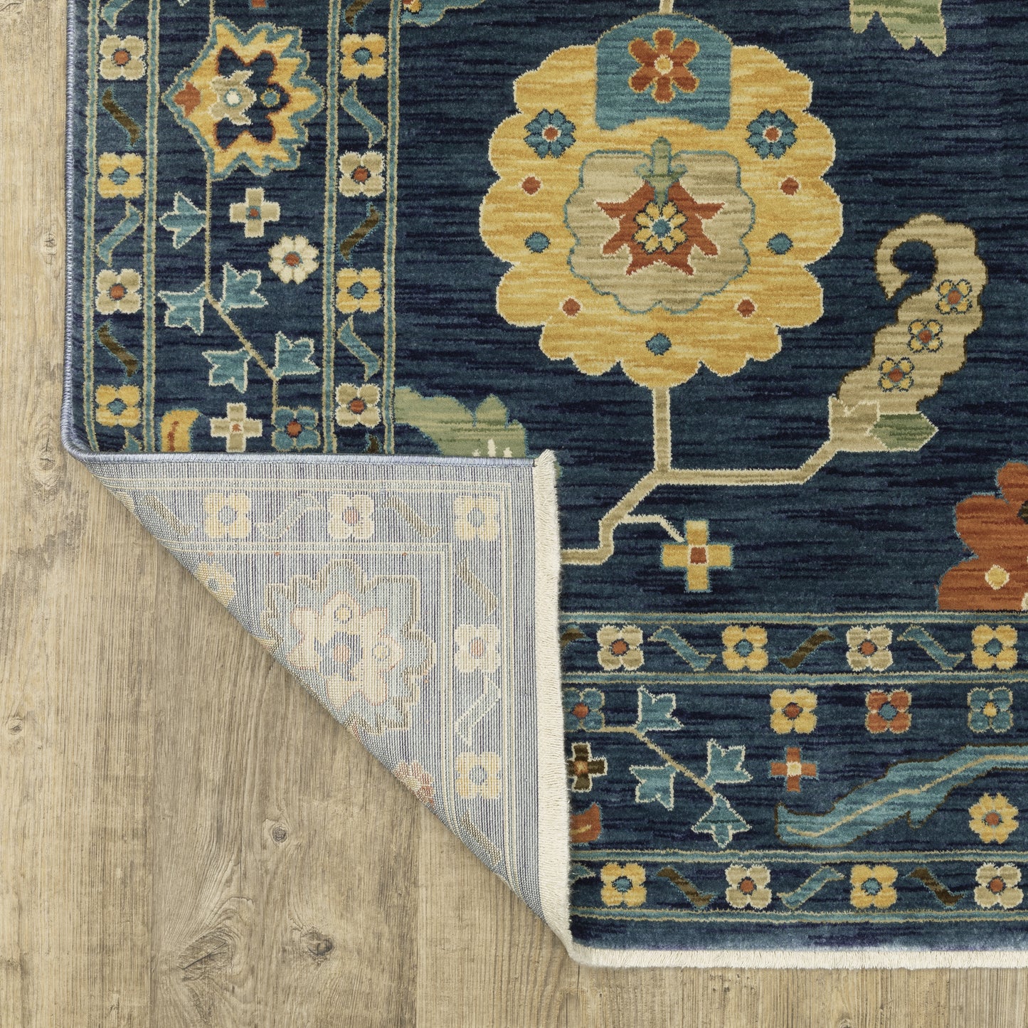 Francesca Floral Blue/ Multi Oriental Cut Pile Rug