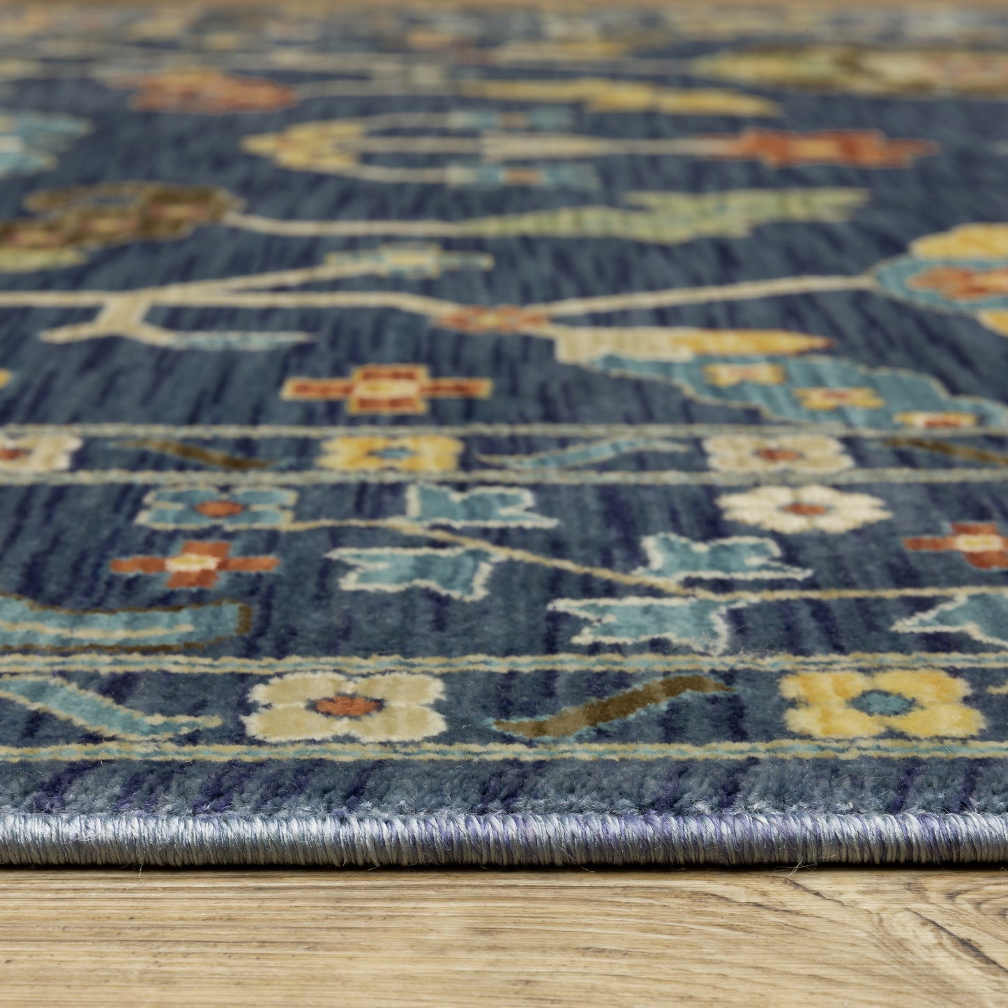 Francesca Floral Blue/ Multi Oriental Cut Pile Rug
