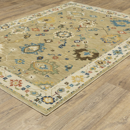 Francesca Floral Beige/ Multi Oriental Cut Pile Rug