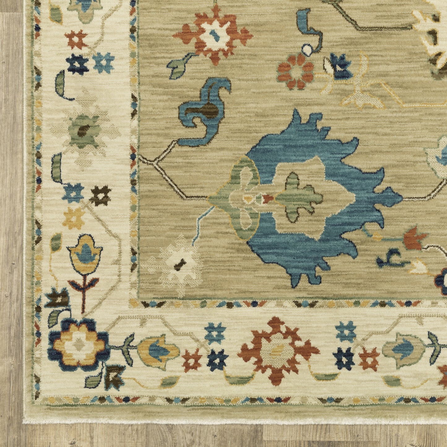 Francesca Floral Beige/ Multi Oriental Cut Pile Rug