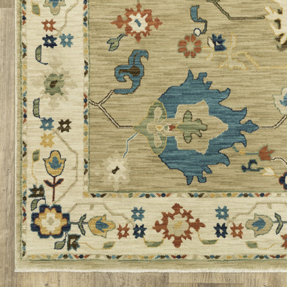 Francesca Floral Beige/ Multi Oriental Cut Pile Rug