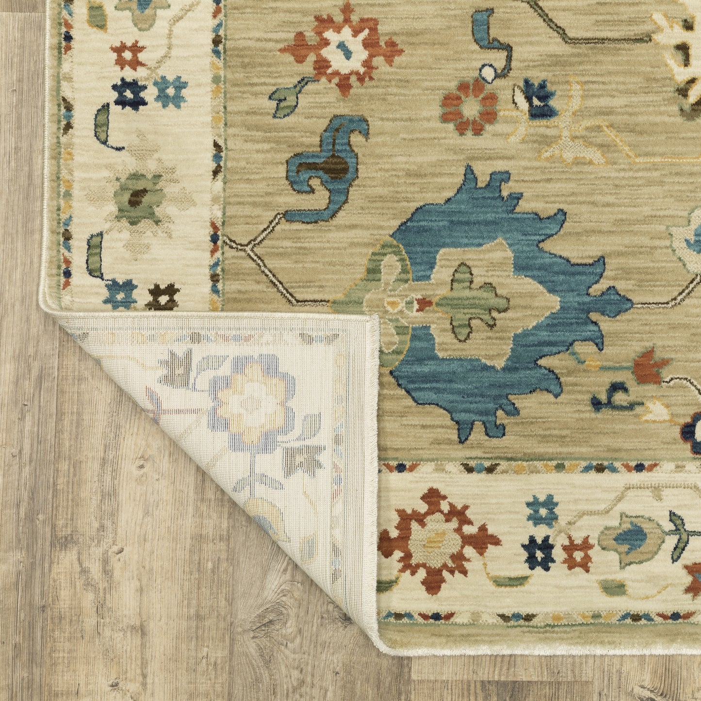 Francesca Floral Beige/ Multi Oriental Cut Pile Rug