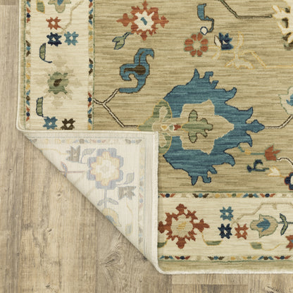 Francesca Floral Beige/ Multi Oriental Cut Pile Rug