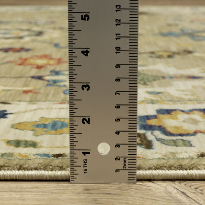 Francesca Floral Beige/ Multi Oriental Cut Pile Rug
