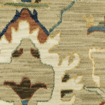 Francesca Floral Beige/ Multi Oriental Cut Pile Rug