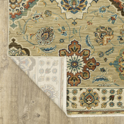 Francesca Floral Beige/ Multi Oriental Cut Pile Rug